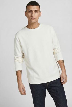 Jack & Jones Langarmshirt JACK & JONES JPRBLUDEREK LS STRUCTURE TEE, Herren, Gr. XS, cloud dancer, Jersey, Obermaterial: 100% Baumwolle, unifarben, relaxed fit, Ru