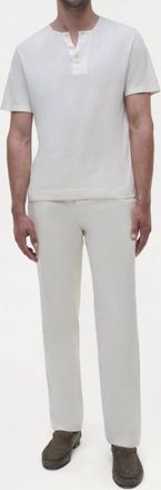 SIMKHAI Hayes Silk Linen Henley Top In Ivory