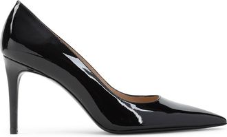 Stuart Weitzman Black Power 85 Patent Leather Pumps-Donna