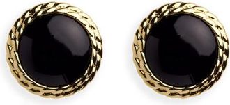 Argento Vivo Bezel Stud Earrings in Gold/Onyx at Nordstrom