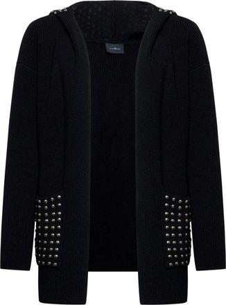 John Richmond Zwarte heren vest met capuchon en metalen details - Heren - Vesten - Zwart - S - Wol - Truien & Vesten