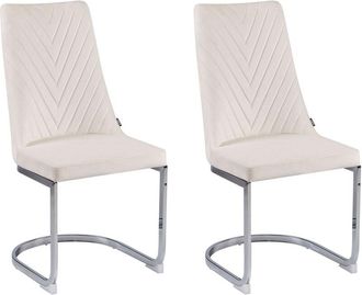 Beliani Set of 2 Velvet Dining Chairs Armless High Back Cantilever Chairs Off-White Altoona