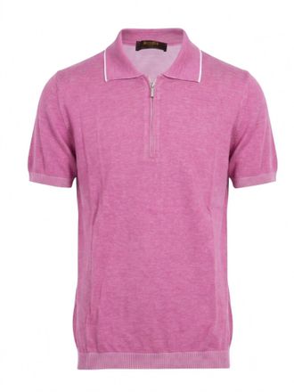 Moorer Mens Coty Half-Zip Short-Sleeve Polo In Ciclamino