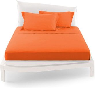 Trade Shop Trade Shop - Compley Of Matrimonial Health United Lenzuola Coordinato Copricuscini - Orange