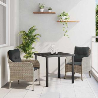 vidaXL Conjunto De Comedor De Jard&iacute;n 3 Pcs Gris Claro Polirat&aacute;n Vidaxl