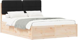 vidaXL Estructura De Cama Con Cabecera Tapizada Negro 135 X 190 Cm Vidaxl