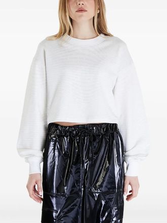 Calvin Klein cropped puff-sleeve sweater - women - Cotton - L - White