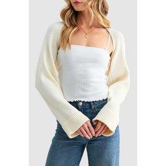 All in Favor Rib Knit Bolero in White at Nordstrom, Size X-Large