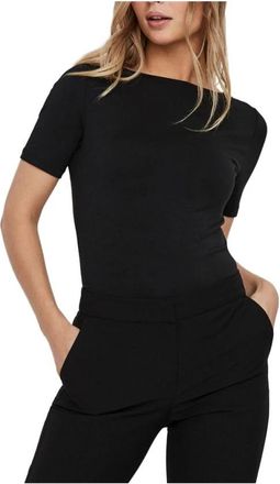 Vero Moda Zwart Viscose Dames T-Shirt Lente/Zomer - Dames - T-shirts - Zwart - M - Tops