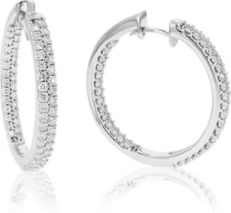 Vir Jewels 2 cttw Lab Grown Diamond Hoops Earrings in Sterling Silver With Hidden Post For Women