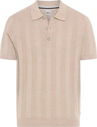 Brax Brax poloshirt camel strepen katoen normale fit