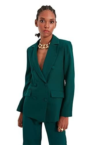 Blazer Vintage Femme Guess - Taille L - Bleu Laine - Double Boutonnage Croisé - Occasion Très Bon état