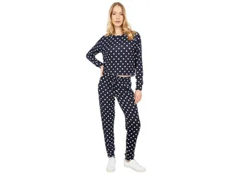 YMI Two-Piece Pajama Sets Womens Navy Polka Dot Fleece Cropped JDM1187