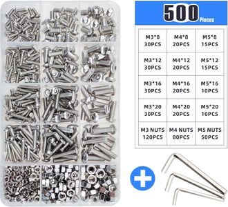 OEM Juego De 500 Tornillos De Cabeza Redonda, Tuercas Y Tornillos Hexagonales Internos De Acero Inoxidable M3, M4 Y M5