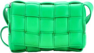 Bottega Veneta Green Maxi Intrecciato Leather Cassette Crossbody Padded Small (Authentic Pre-Loved)