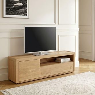 Robin des Bois Mueble tv contempor&aacute;neo de roble, 1 caj&oacute;n, 1 puerta beige