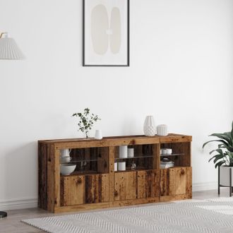 Berkfield Home Sideboard with LED Lights Old Wood 162x37x67 cm Engineered Wood in Brown | Size: 162 x 37 x 67 cm