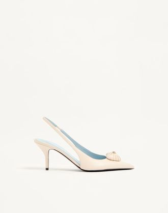 Valentino Garavani Coeur Royal Slingback Pumps In Kidskin 75Mm Woman BUTTER 35.5