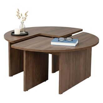 Dmora Mesa De Caf&eacute; Codroipo, Mesa De Centro Baja, Revistero Para Sof&aacute;, Estante De La Sala De Estar, 90x90 H41 Cm, Nuez - Dmora