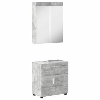vidaXL Juego De Muebles De Ba&ntilde;o Tulum 2 Uds. Gris Concreto Vidaxl