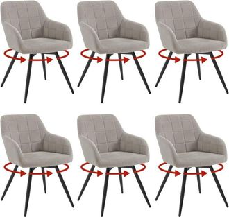 Woltu Woltu - Sill&oacute;n Giratorio Tapizado Moderno (6 Unidades), Color Gris Claro