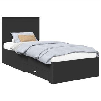 vidaXL Estructura De Cama Con Cabecera Negro Y Plata 100 X 200 Cm Vidaxl