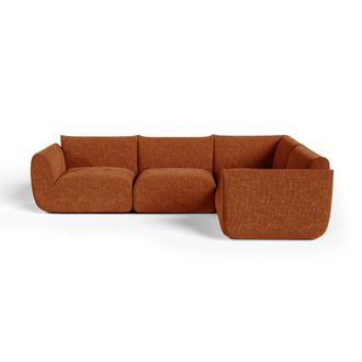 Sia Home Sof&aacute; esquinero modular 6 plazas terciopelo de chenilla terracota