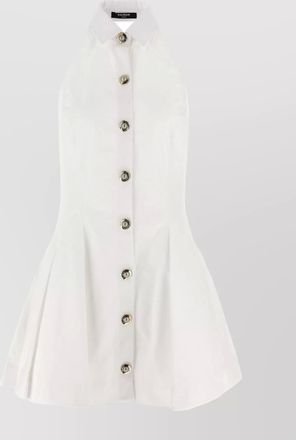 Balmain pleated skirt halterneck dress with collar detail