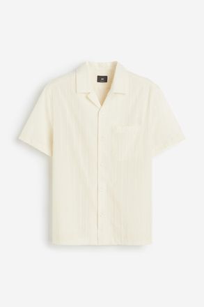 H&M Freizeithemd aus Strukturstoff in Regular Fit - White