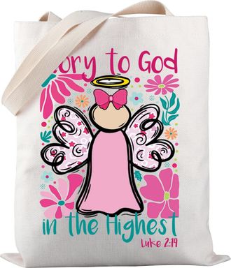 Generic Bible Verse Tote Bag Glory To God In The Highest Luke 2:14 Tote Bag Jesus Tote Bag Religious Gift (Glory To God TOTE)