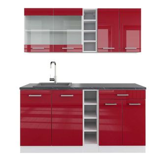 Vicco Cocina Vers&aacute;til R-line, Burdeos Brillo Intenso/blanco, 160 Cm, Et Antracita
