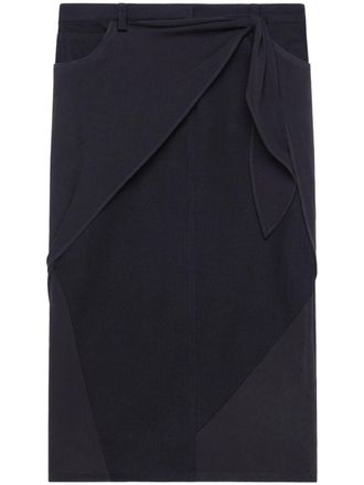 Courr&egrave;ges draped denim skirt - women - Cotton/Elastane - 26 - Black
