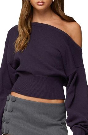 Edikted Ravenna One-Shoulder Sweater in Purple at Nordstrom, Size X-Large