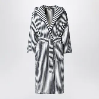 Tekla White and black striped bathrobe