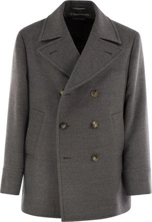 Brunello Cucinelli Cappotto in lana con bottoni - Grigio