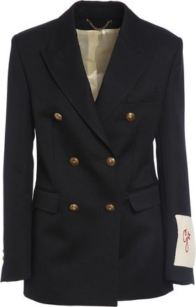 Golden Goose Blue Gold-Tone Buttons Wool Blazer