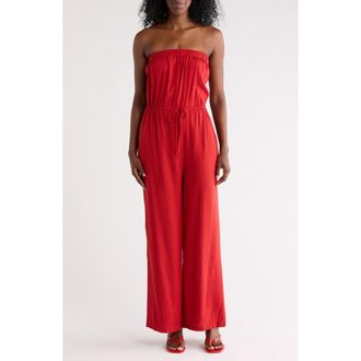 Nordstrom Rack Strapless Wide Leg Cover-Up Jumpsuit in Red Falls at Nordstrom Rack, Size X-Small