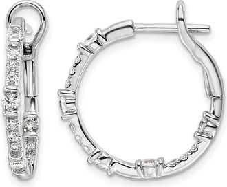 Diamond2Deal 14K White Gold 0.70 ct Lab Grown Diamond In/Out Hoop Earrings VS Clarity, G-H Color