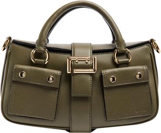 Lancel Green Cowhide Leather Carryall Tote Bag