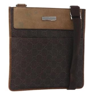 Gucci Pre-owned Cross Body Bags, female, Brown, Size: ONE SIZE Pre-owned Vintage GG Canvas Shoulder Bag