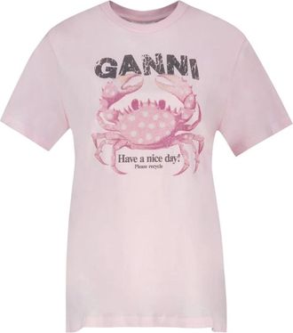 Ganni Mujer, Camisetas, Rosa, Talla: S