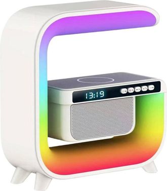 Trade Shop Trade Shop - Lampada Led Rgb Con Ricarica Wir Induzione Speacker Cassa A Forma Di G Quadrata