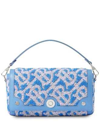 Burberry monogram-print foldover shoulder bag - women - Polyamide/Polyester/Calf Leather - One Size - Blue