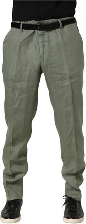 Dolce & Gabbana Linnen Tapered Broek - Heren - Broeken - Grijs - Maat: 3XL Linnen