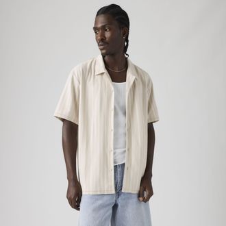 Levi's Woodside Camp Shirt - Mens - XL - Beige / Chateau Gray