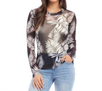 Karen Kane Leisa Long Sleeve Mesh Shirt In Black And White