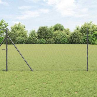 vidaXL Reja Con Postes Gris 1.4 X 10 M Acero Recubierto De Pvc Vidaxl