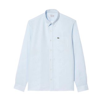 Lacoste Heldere Blauwe Linnen Overhemd - Heren - Casual Overhemden - Blauw - 4XL - Linnen - Overhemden