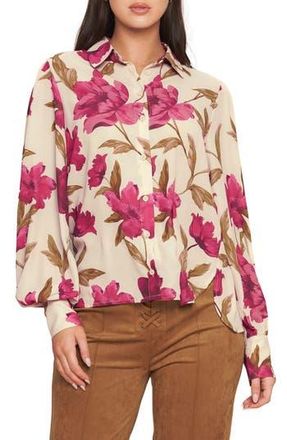Flying Tomato Button Front Long Sleeve Top in Taupe at Nordstrom Rack, Size Medium