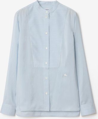 Burberry Relaxed Fit Striped Silk Poplin Shirt, Size: 02